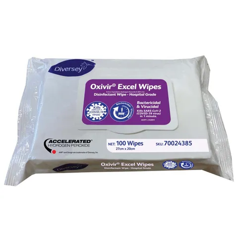 Diversey Oxivir Excel Wipes Disinfectant Wipes for Medical Surfaces Pack Single Unit 100wipes