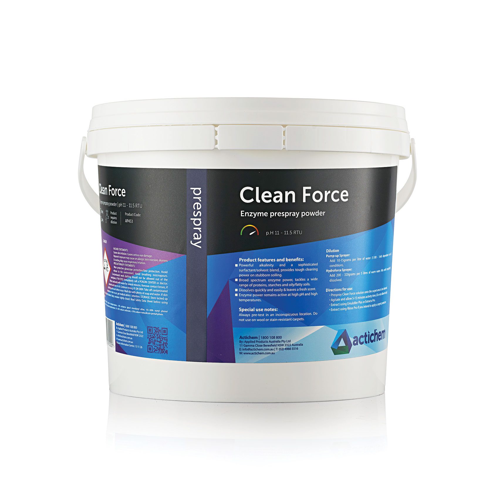 Actichem Clean Force Powerful Enzyme Prespray Powder for Heavy-Duty Carpet Cleaning  10 kg