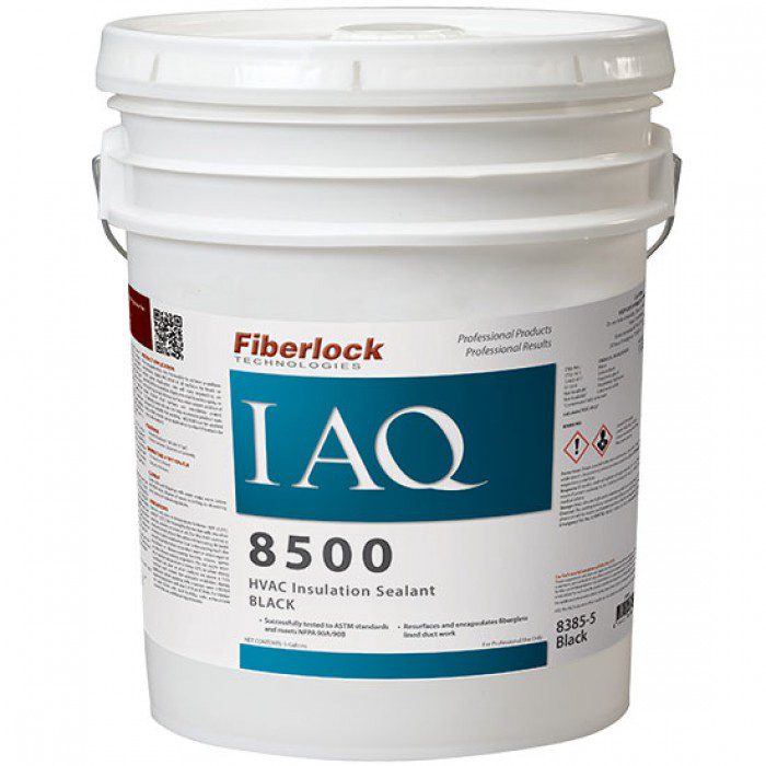 Fiberlock IAQ 8500 HVAC Insulation Sealer Black Ductwork Encapsulant Coating 18.9L