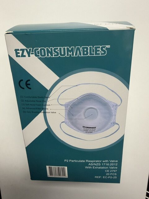 Ezy Consumables P2 Particulate Respirator with Valve â€“ 20 Pack