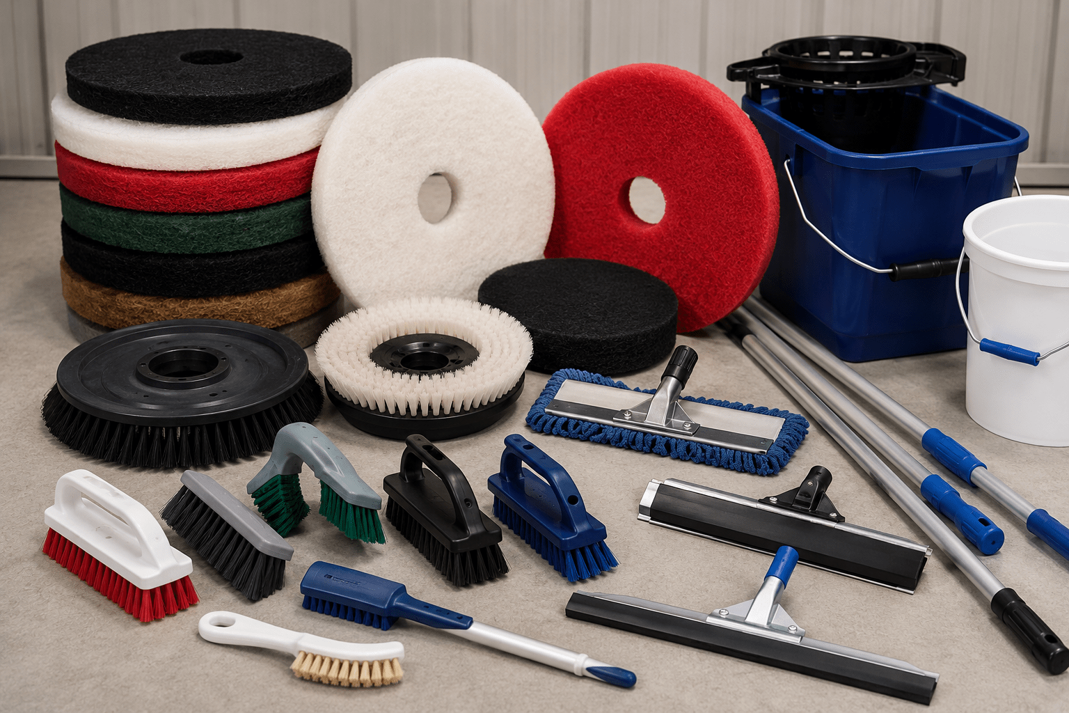 Floor pads brushes and hard floor cleaning tools